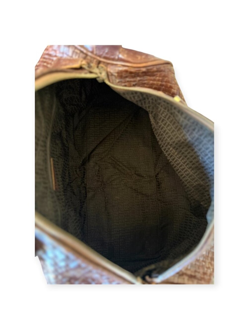 Vintage Fendi Woven Brown Leather Satchel | Top Handle Bag - Picture 5 of 10